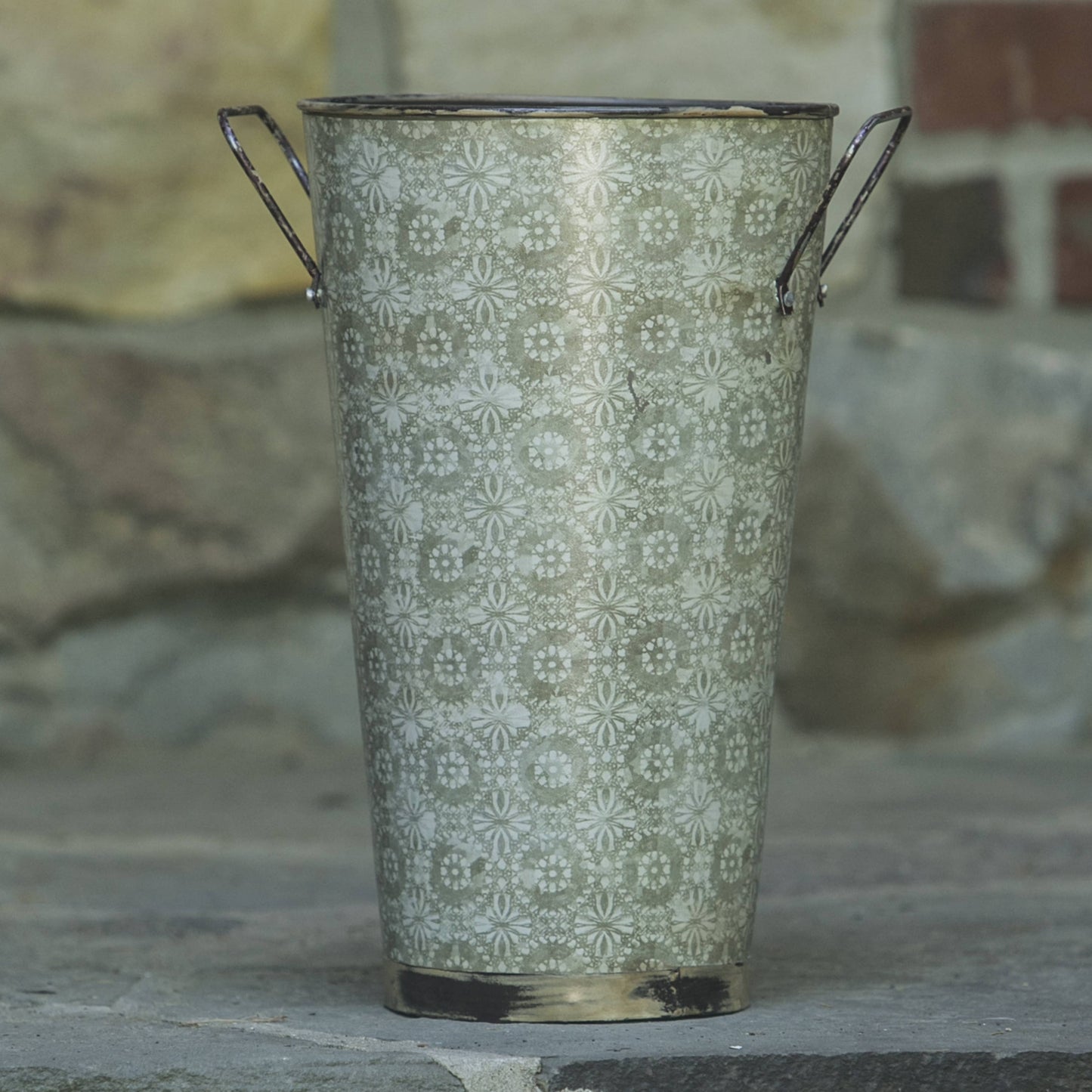 Cottage Floral Vintage Garden 8x14 Florist Bucket Metal