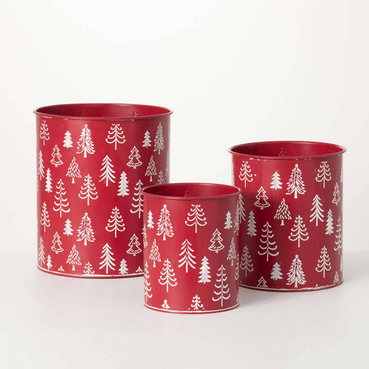 LARGE RED TREE MOTIF PLANTER