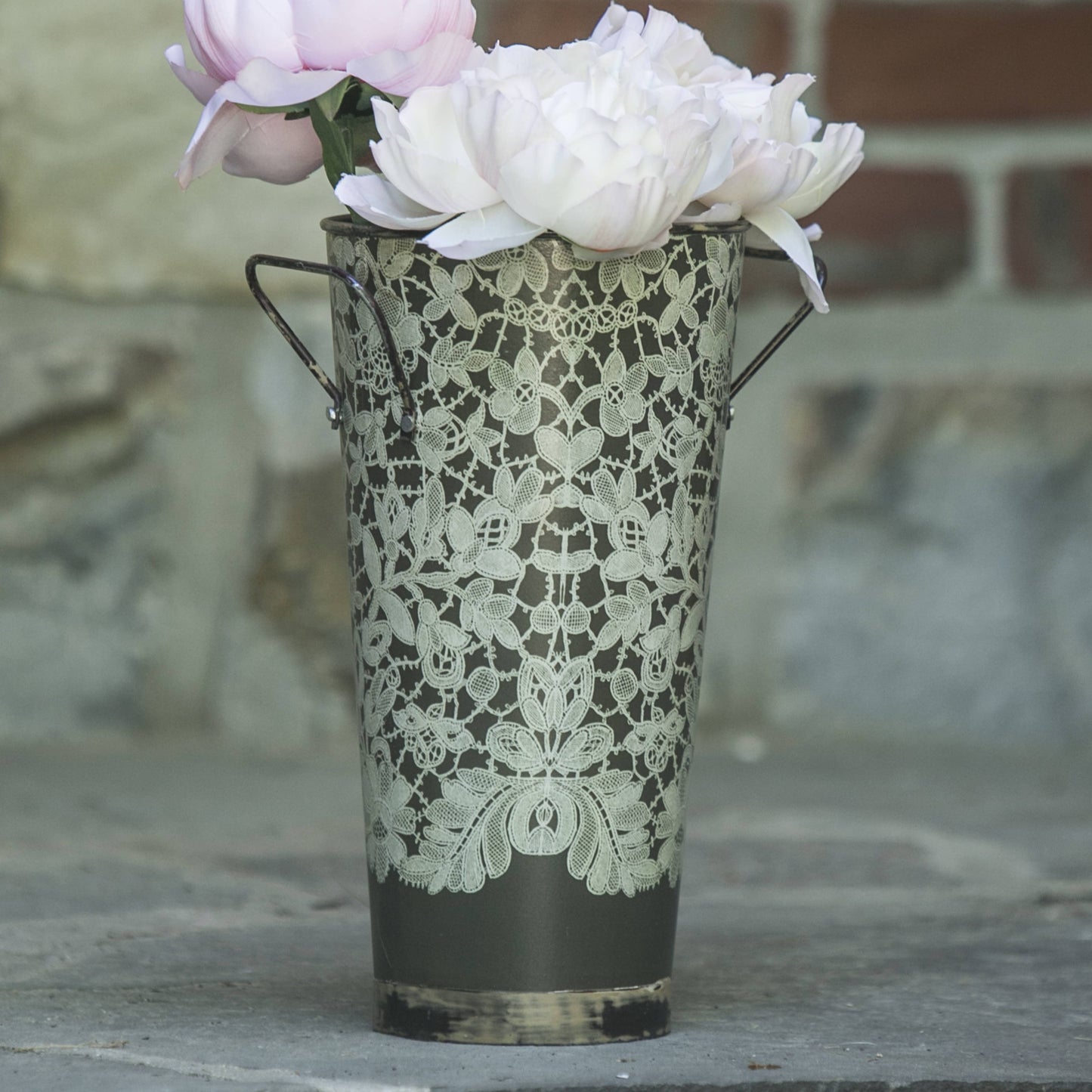 Cottage Floral Vintage Garden 7x12 Florist Bucket Metal