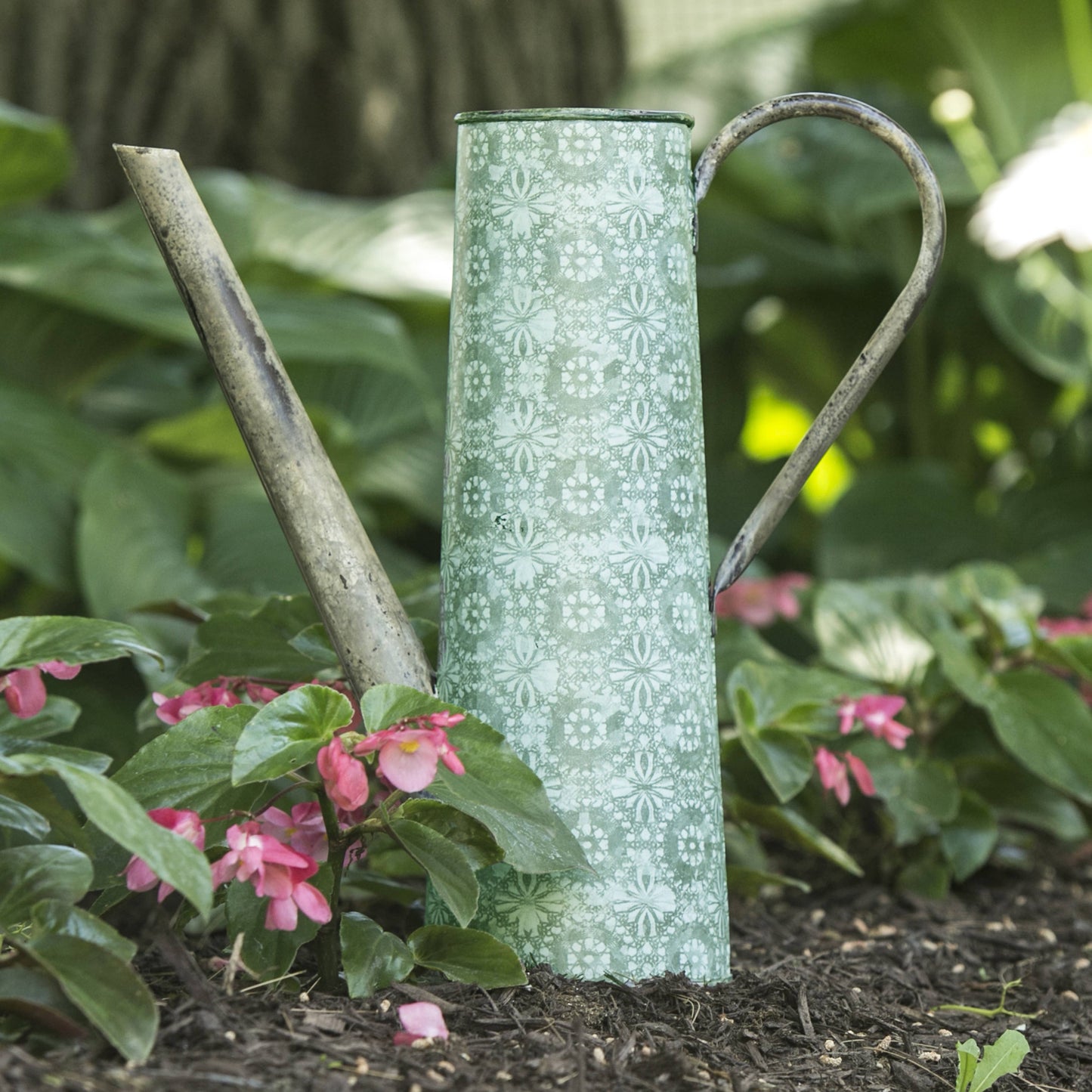 Cottage Vintage French Watering Can 16x6 Galvanized Metal