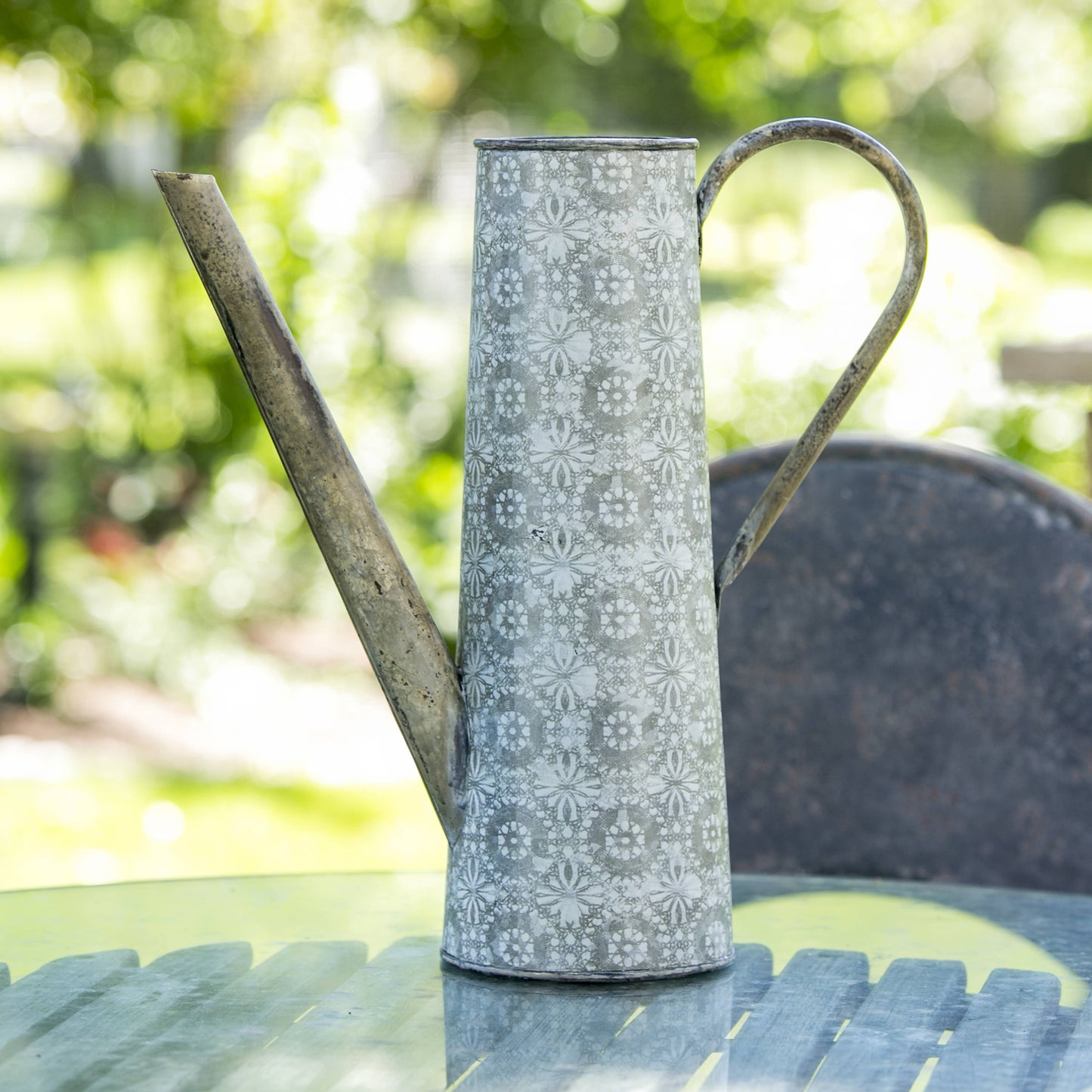 Cottage Vintage French Watering Can 16x6 Galvanized Metal