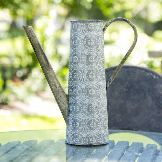 Cottage Vintage French Watering Can 16x6 Galvanized Metal