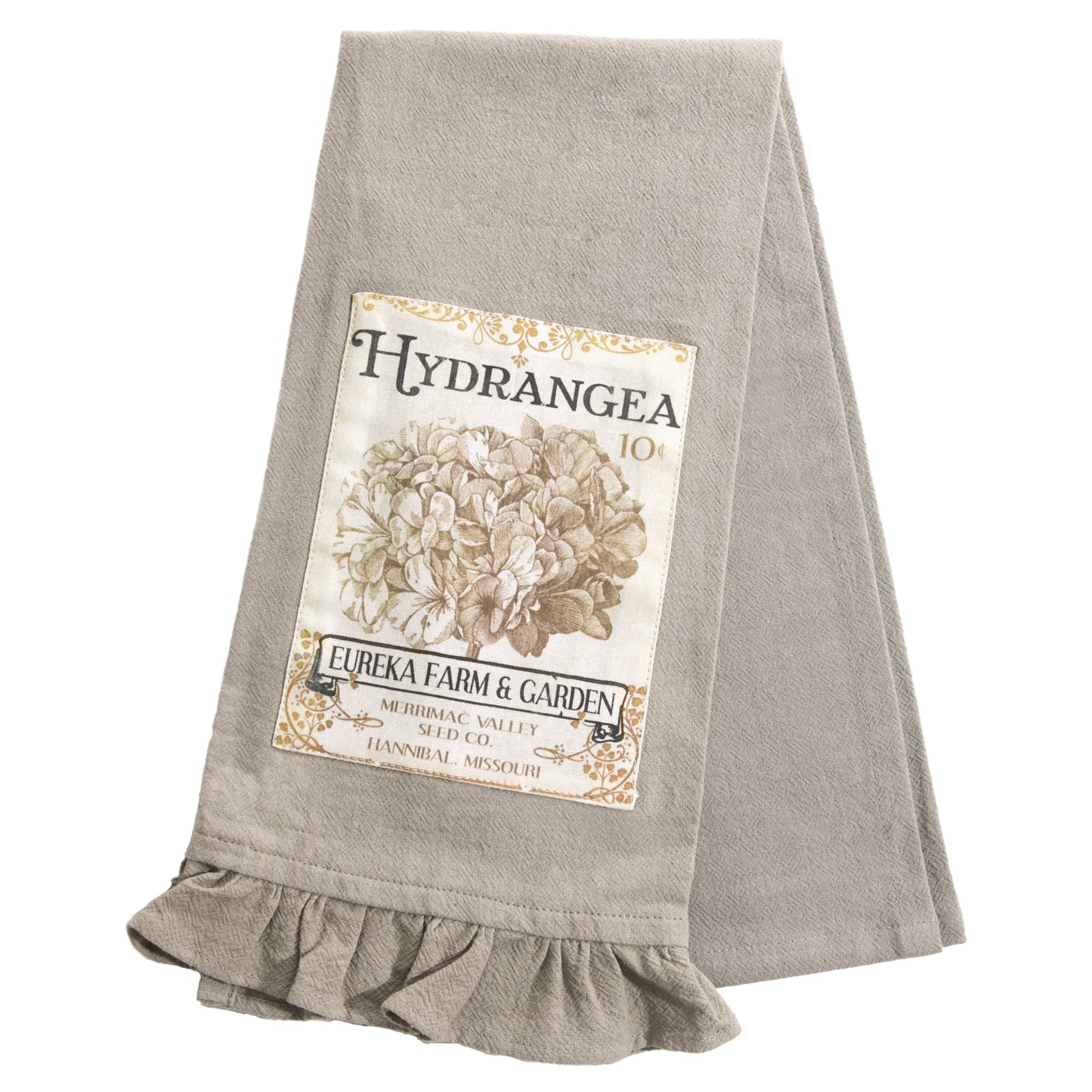 Cottage Floral Vintage Garden 18x26 Tea Towel Gray
