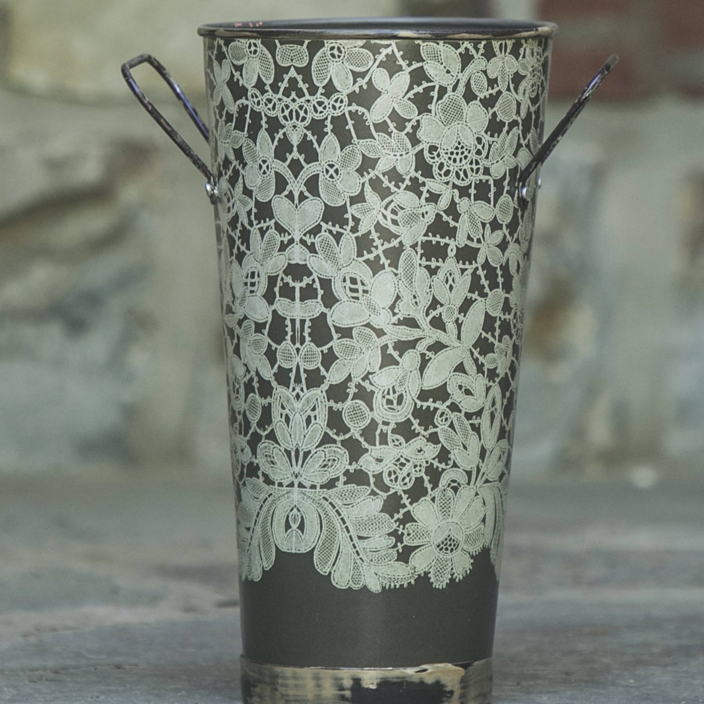 Cottage Floral Vintage Garden 7x12 Florist Bucket Metal