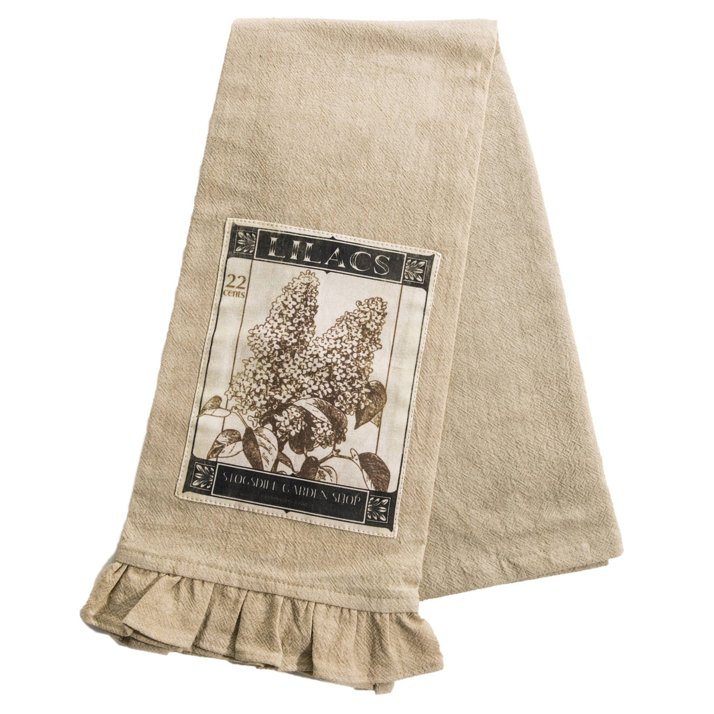 Cottage Floral Vintage Garden 18x26 Tea Towel Natural