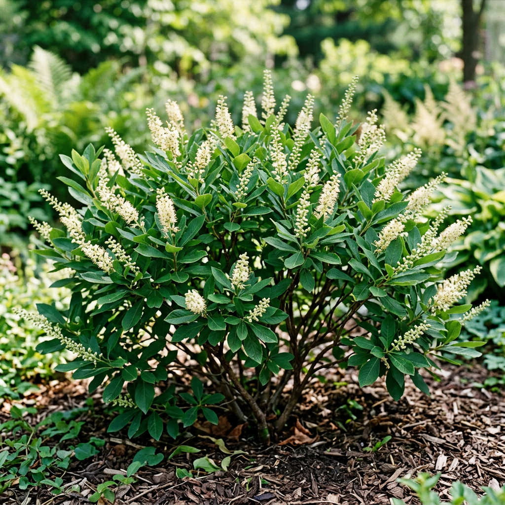 Clethra ‘Hummingbird’ illustrating approximately three years of growth in a garden