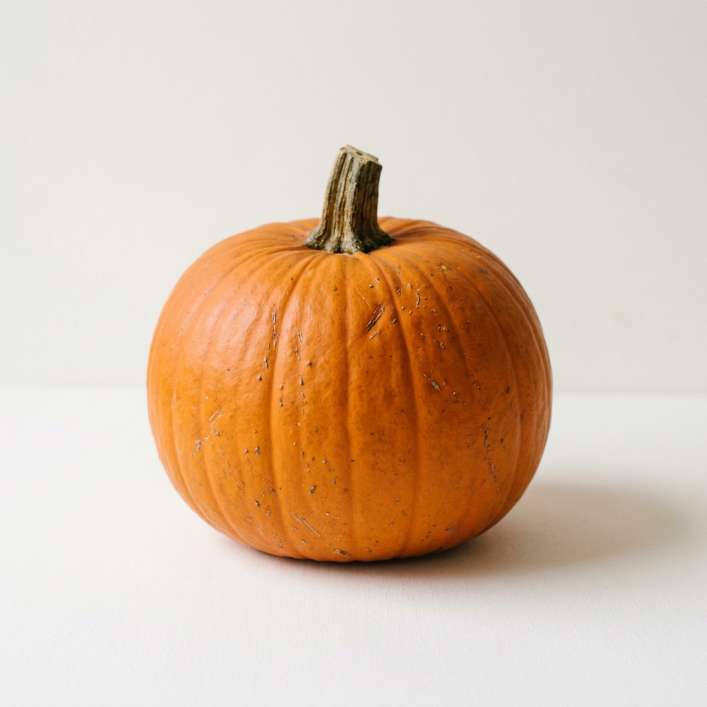 Representative orange field trip pumpkin on a white background