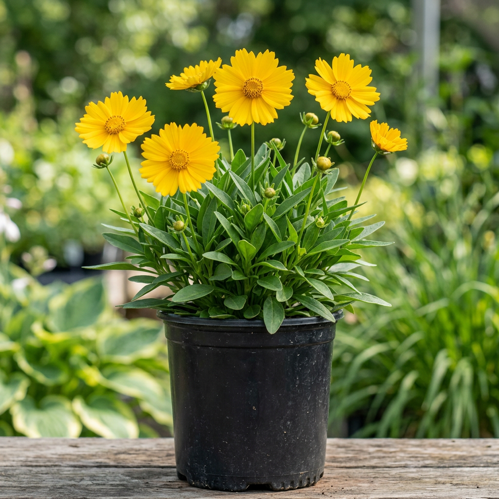 Coreopsis ‘UpTick Gold’ in a one-gallon nursery pot