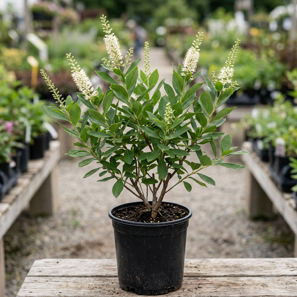 Clethra alnifolia ‘Hummingbird’ in a #3 nursery container