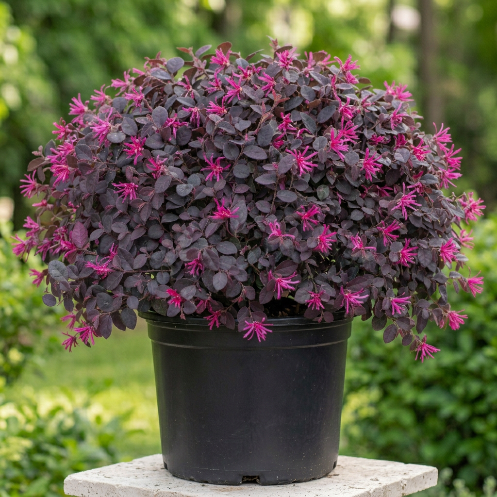 Larger pot and fuller Loropetalum Jazz Hands Mini